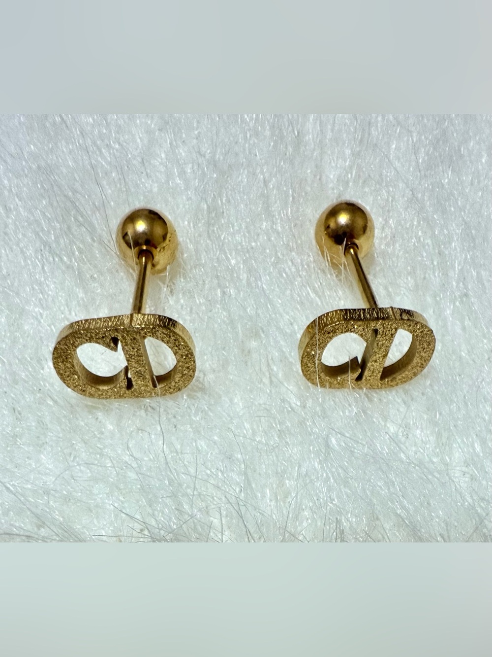 Mini-Earrings CD Initial Stud Earrings in Gold-tone Stainless Steel